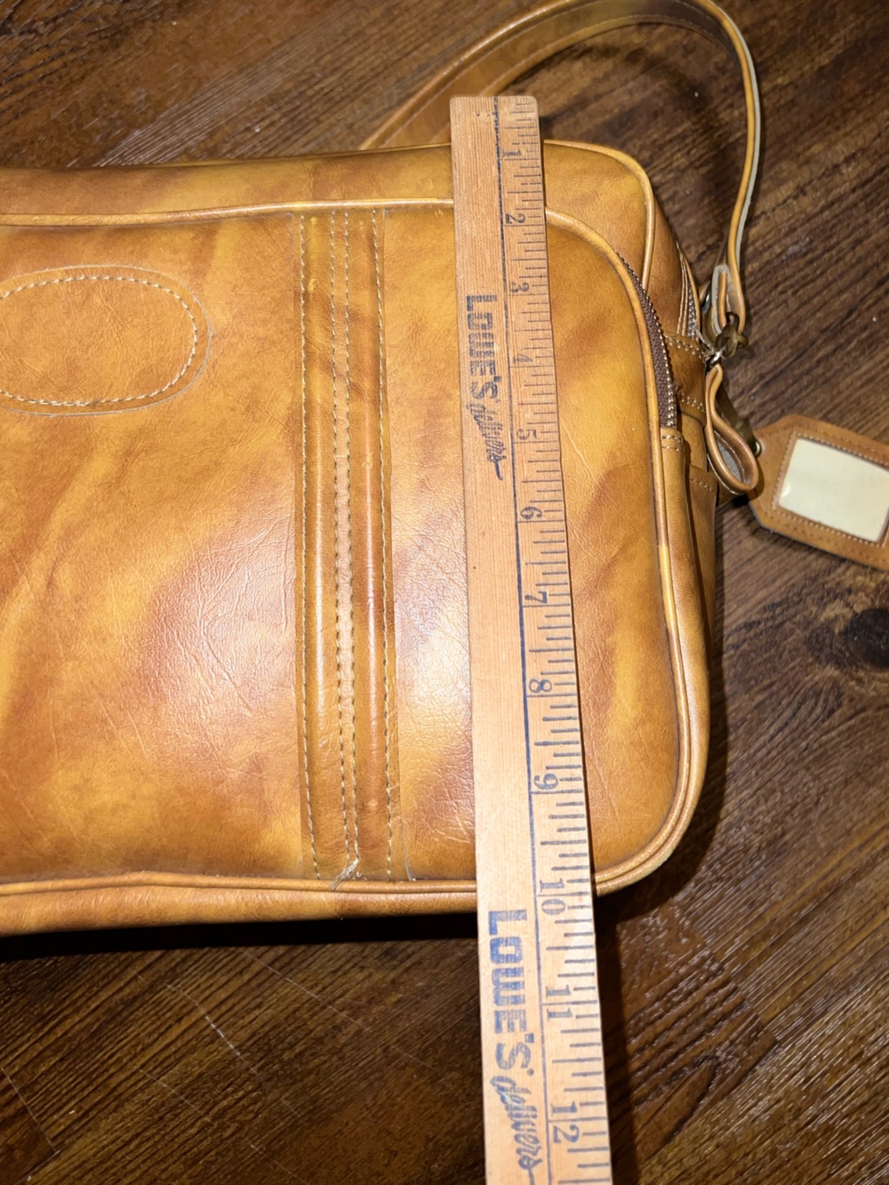 Vintage Brown Leather Travel Bag Retro Suitcase Shoulder Strap Carry On - Picture 9 of 11